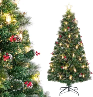 COSTWAY Kunstkerstboom 180 cm groen/wit
