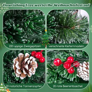 COSTWAY Kunstkerstboom 180 cm groen/wit