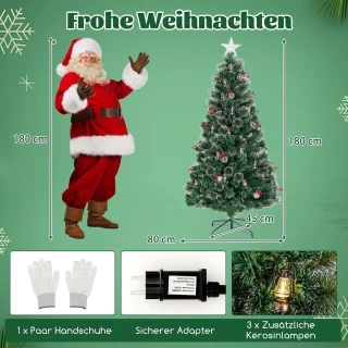 COSTWAY Kunstkerstboom 180 cm groen/wit