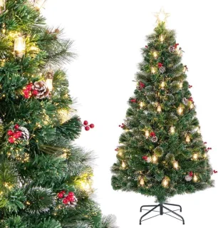 COSTWAY Kunstkerstboom 180 cm groen/wit