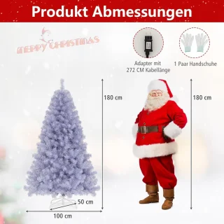 COSTWAY Kunstkerstboom 180 cm (lavendelpaars)