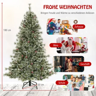 COSTWAY Kunstkerstboom 180 cm met LED-verlichting