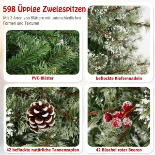 COSTWAY Kunstkerstboom 180 cm met LED-verlichting