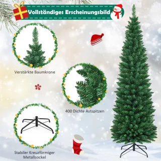 COSTWAY Kunstkerstboom 180 cm met metalen standaard groen