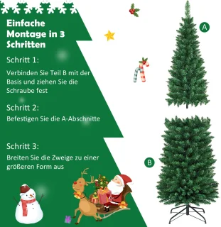 COSTWAY Kunstkerstboom 180 cm met metalen standaard groen