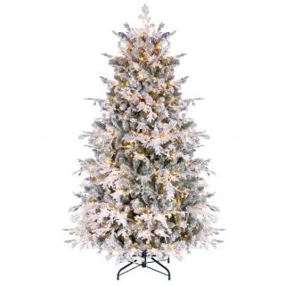 COSTWAY kunstkerstboom 180 cm met verlichting, sneeuw en 848 takken