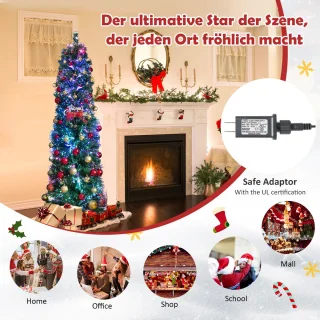 COSTWAY Kunstkerstboom 180 cm met verlichting