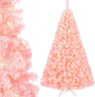 COSTWAY kunstkerstboom 180 cm – roze