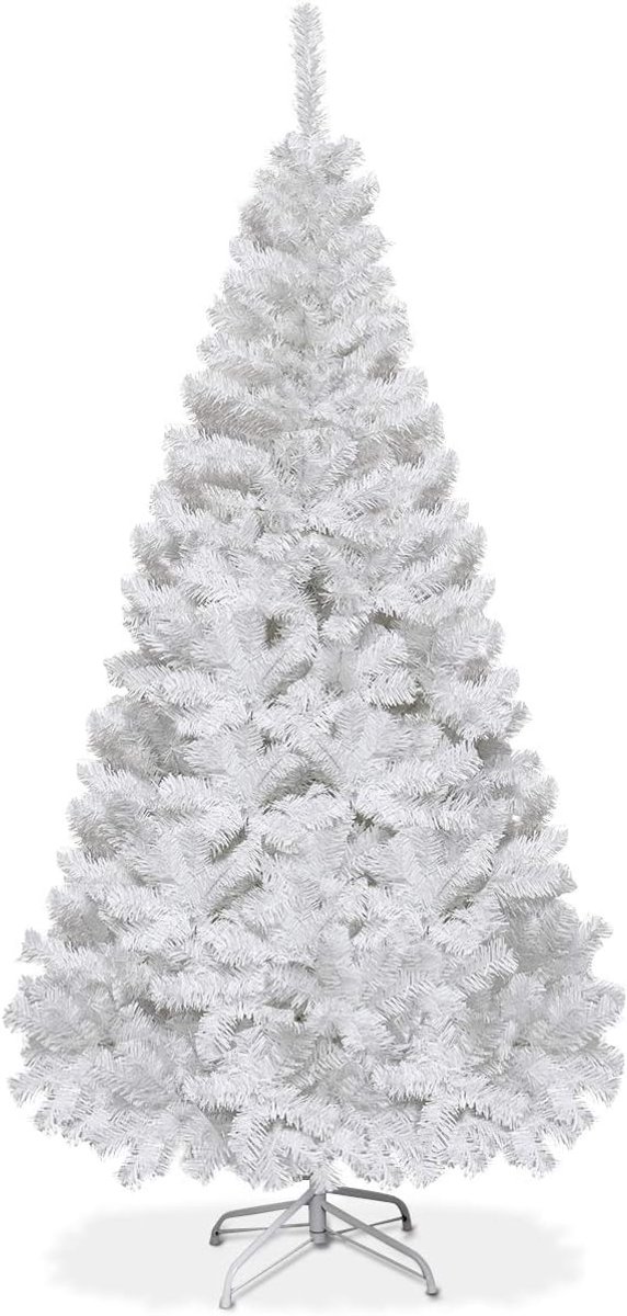 De COSTWAY Kunstkerstboom 180 cm wit, metalen standaard in één oogopslag