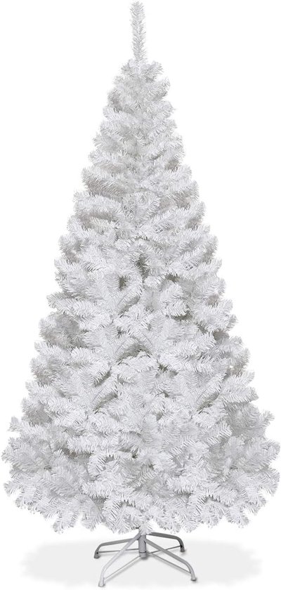 COSTWAY Kunstkerstboom 180 cm wit, metalen standaard review