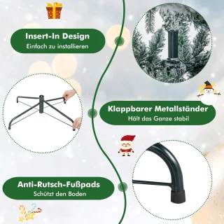 COSTWAY Kunstkerstboom 180 cm wit/groen