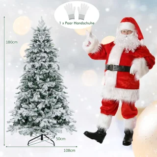COSTWAY Kunstkerstboom 180 cm wit/groen