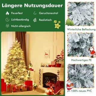 COSTWAY Kunstkerstboom 180 cm wit/groen