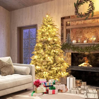 COSTWAY Kunstkerstboom 180 cm wit/groen
