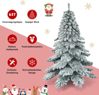 COSTWAY Kunstkerstboom 180cm met metalen standaard