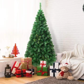 COSTWAY Kunstkerstboom 210 cm met metalen standaard groen