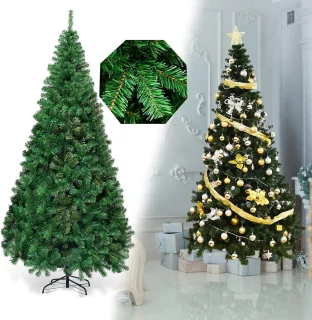 COSTWAY Kunstkerstboom 210 cm met metalen standaard groen