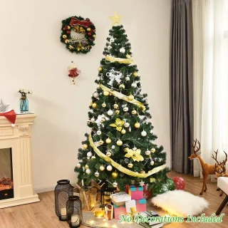 COSTWAY Kunstkerstboom 210 cm met metalen standaard groen