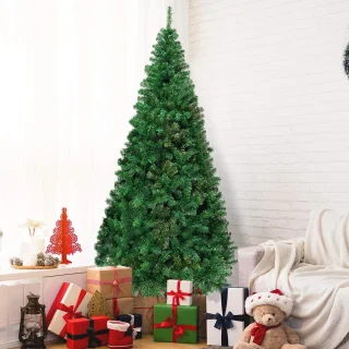 COSTWAY Kunstkerstboom 210 cm met metalen standaard groen