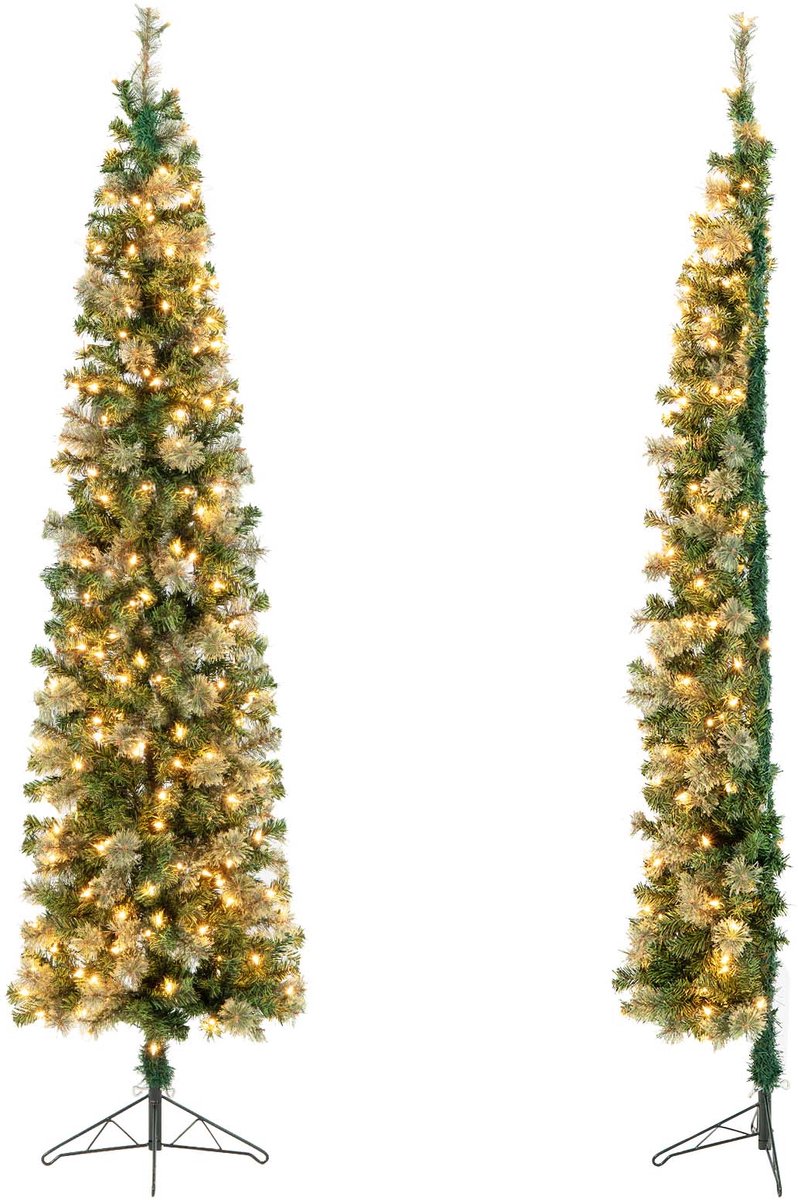 De COSTWAY Kunstkerstboom 210 cm met metalen standaard in één oogopslag
