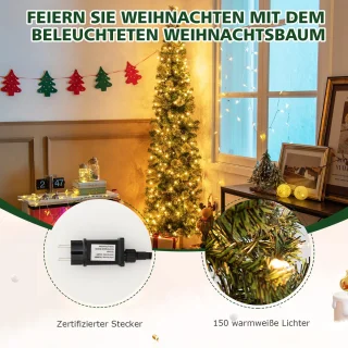 COSTWAY Kunstkerstboom 210 cm met metalen standaard
