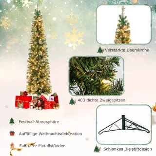 COSTWAY Kunstkerstboom 210 cm met metalen standaard