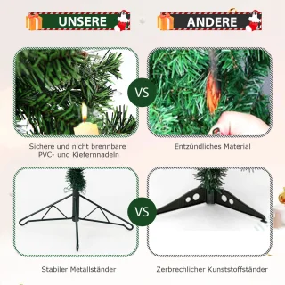 COSTWAY Kunstkerstboom 210 cm met metalen standaard