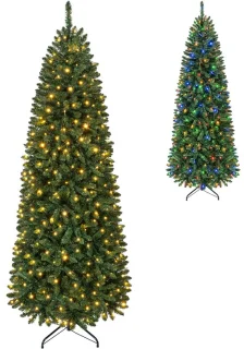 COSTWAY kunstkerstboom 210 cm met verlichting