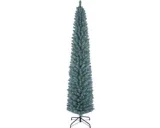 COSTWAY kunstkerstboom 210 cm - smal potloodmodel - grijsgroen