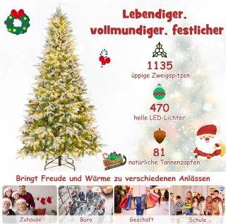 COSTWAY Kunstkerstboom 225 cm Dennenboom