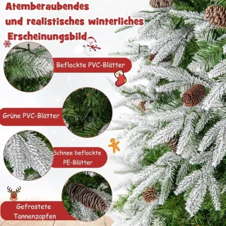 COSTWAY Kunstkerstboom 225 cm Dennenboom
