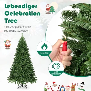 COSTWAY Kunstkerstboom 225 cm Dennenboom Groen