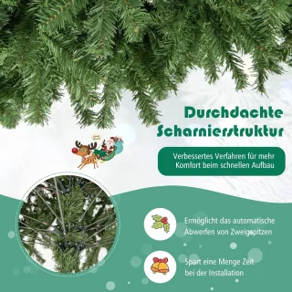 COSTWAY Kunstkerstboom 225 cm Dennenboom Groen