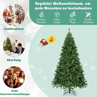 COSTWAY Kunstkerstboom 225 cm Dennenboom Groen