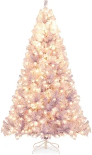 COSTWAY Kunstkerstboom 225 cm (lavendelpaars)
