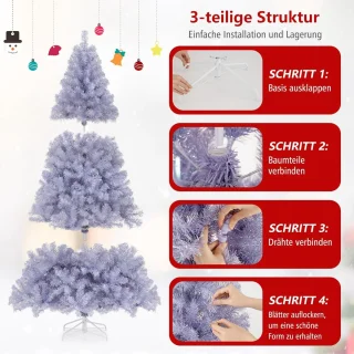 COSTWAY Kunstkerstboom 225 cm (lavendelpaars)
