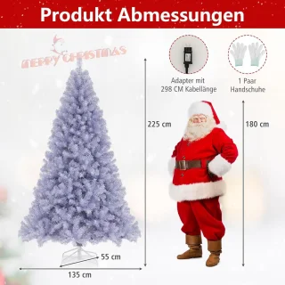 COSTWAY Kunstkerstboom 225 cm (lavendelpaars)