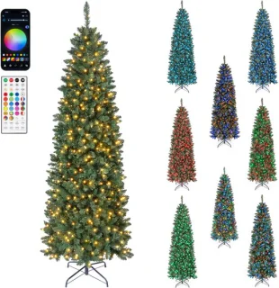 COSTWAY kunstkerstboom 225 cm smal