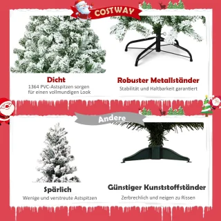 COSTWAY kunstkerstboom 230 cm met metalen standaard