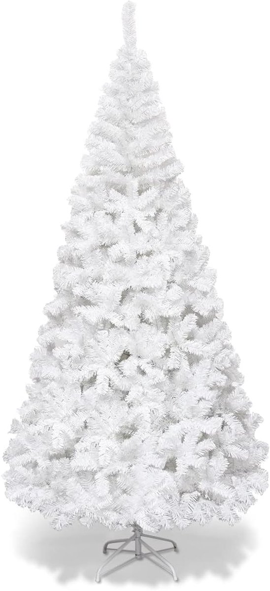 De COSTWAY Kunstkerstboom 240 cm Dennenboom Wit in één oogopslag
