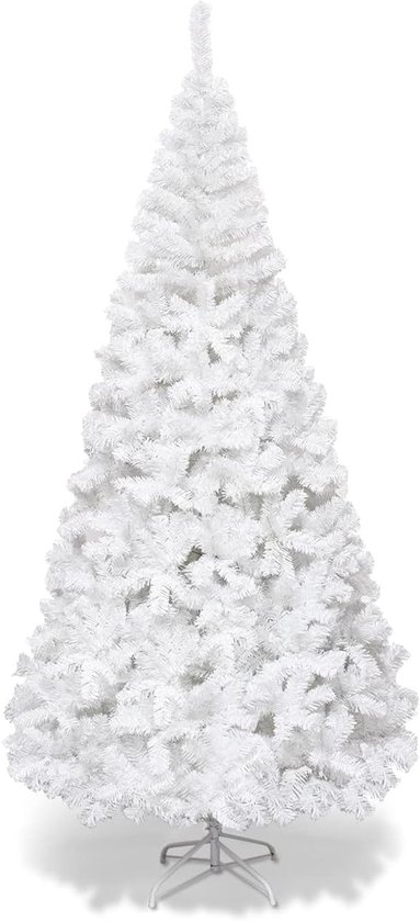 COSTWAY 240 cm witte kunstkerstboom: volumineus en winters fris