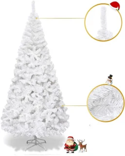COSTWAY kunstkerstboom 240 cm – witte dennenboom