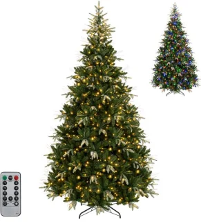 COSTWAY Kunstkerstboom 270 cm met ledverlichting