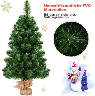 COSTWAY Kunstkerstboom 90 cm, cementvoet, groen