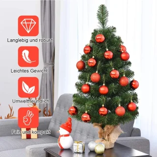 COSTWAY Kunstkerstboom 90 cm, cementvoet, groen