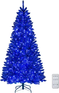 COSTWAY kunstkerstboom blauw met verlichting