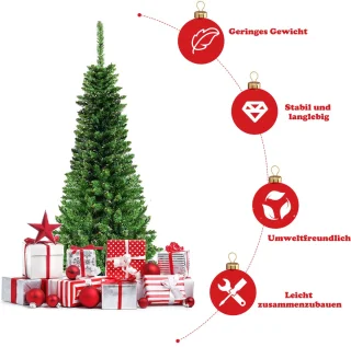 COSTWAY Kunstkerstboom Den 225 cm Groen