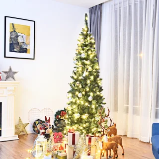 COSTWAY Kunstkerstboom Den 225 cm Groen
