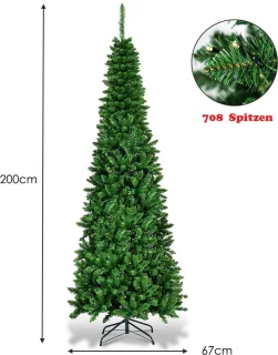 COSTWAY Kunstkerstboom Dennenboom 200 cm Groen