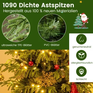 COSTWAY Kunstkerstboom Dennenboom 210 cm Groen